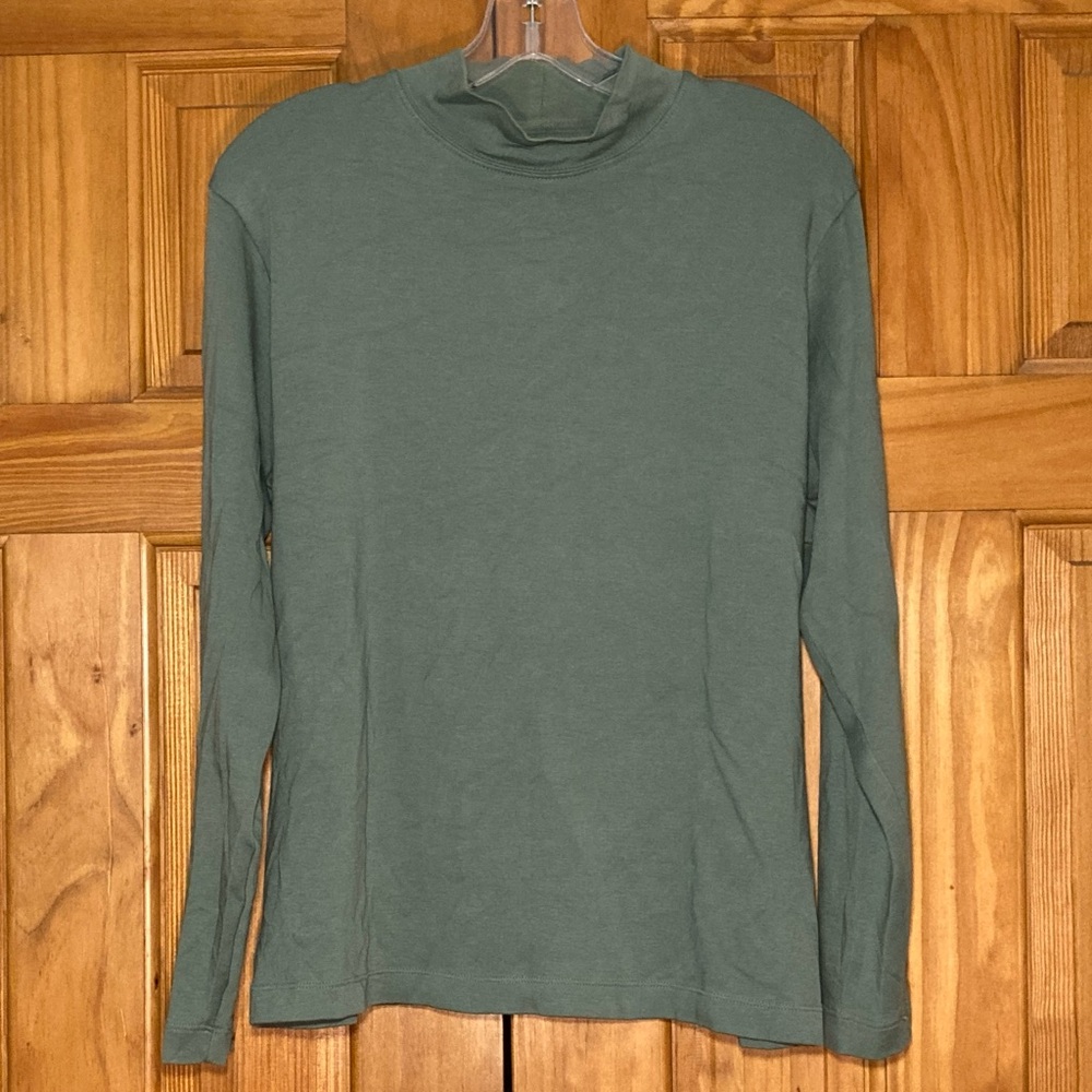 NWOT Cabela's Vintage 90s Mock Neck Top Blouse Long Sleeve Green Size L Large